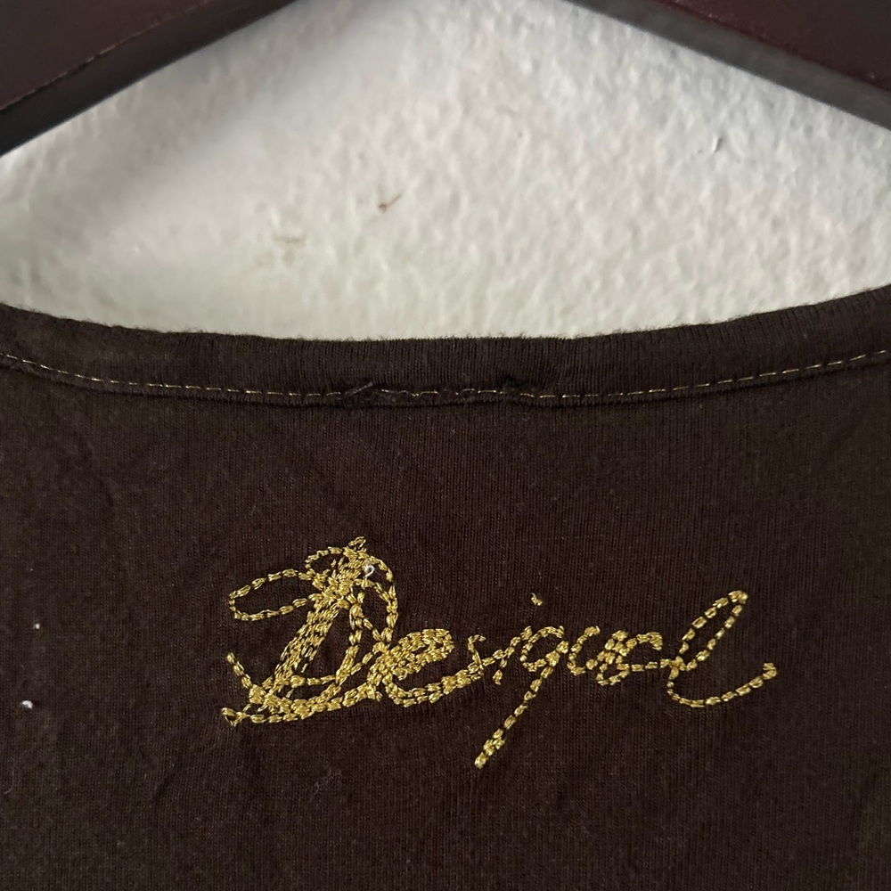 DESIGUAL Ladies Long Sleeve Scoop Neck A-line Brown TISDALE Dress XS Artsy Boho - Picture 15 of 16